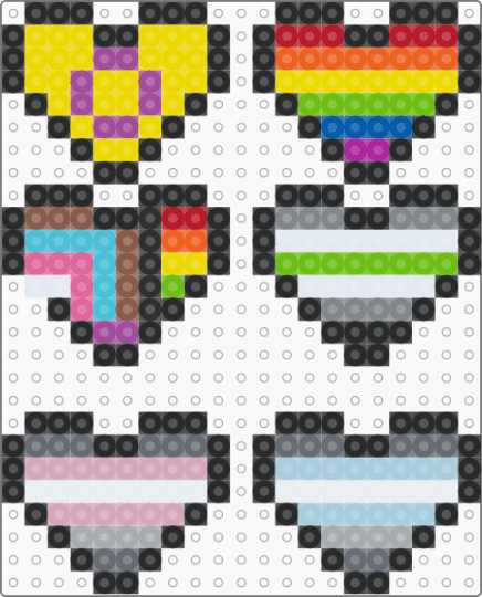 Pride hearts 3🫶 - black,yellow,pink,gray,colorful