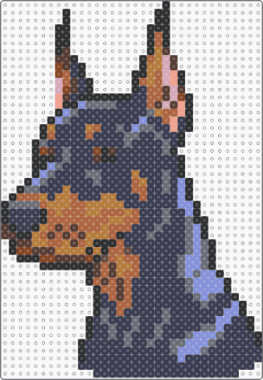 doberman face - purple, red