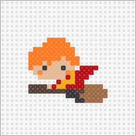 Ron 2 - ron weasley,harry potter,wizard,character,chibi,book,story,movie,broom,orange,tan,red