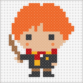 Ron 1 - ron weasley,harry potter,wizard,character,chibi,book,story,movie,wand,scarf,orange,tan,black