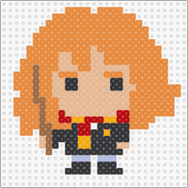 Hermione 1 - hermoine granger,harry potter,wizard,character,chibi,book,story,movie,wand,scarf,orange,tan,black