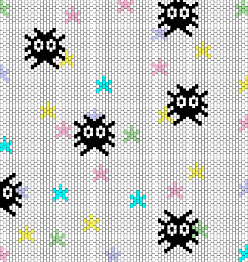 Soot sprite bag front - panel, pink, soot sprite, white, yellow