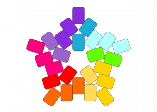 Rainbow swirl star - light blue, purple, yellow