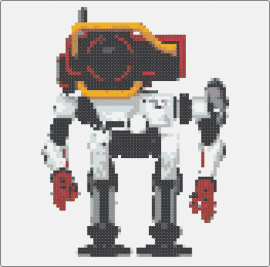 Vasco Pop Pixel Art - vasco,starfield,robot,character,video game,white,gold,red