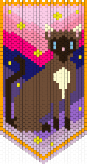 Cat 1 - brown, pink, purple