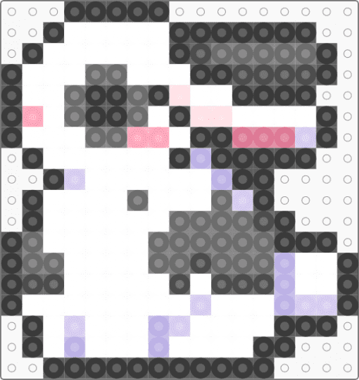 black-white rabbit - gray, pink, white