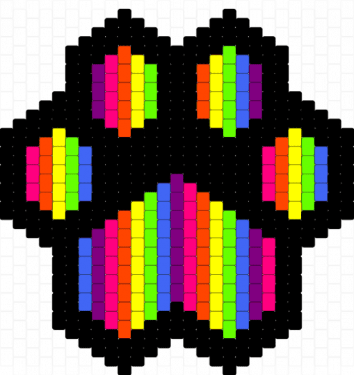 Vertical Stripe Rainbow Paw Print Bag - black, pink, yellow