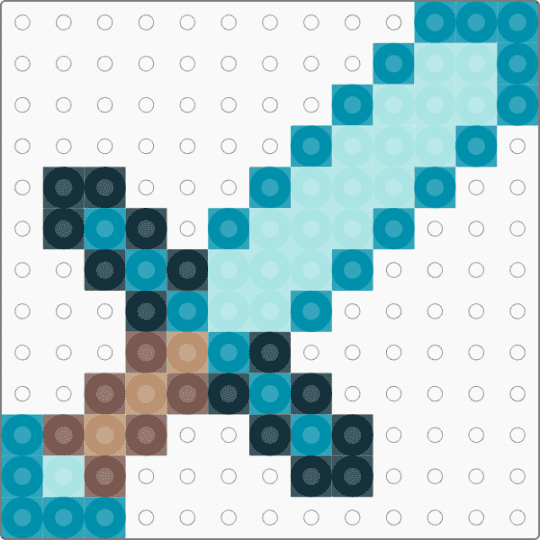 Mini Minecraft diamond sword - light blue, teal