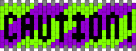 Green 'n purple caution cuff - caution,text,diagonal,stripes,colorful,neon,poison,cuff,purple,green,black
