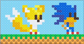 sonic and tails - sonic the hedgehog,tails,sega,video game,classic,retro,landscape,characters,ligh