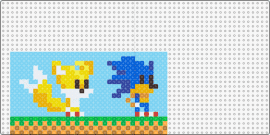 sonic and tails - sonic the hedgehog,tails,sega,video game,classic,retro,landscape,characters,light blue,yellow,blue