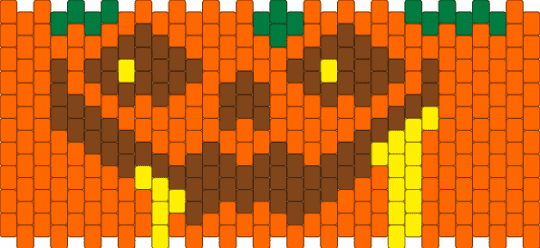 Jack O’Lantern Kandi Cuff 🎃 - brown, cuff pattern, jack o lantern, orange, peyote, pumpkin