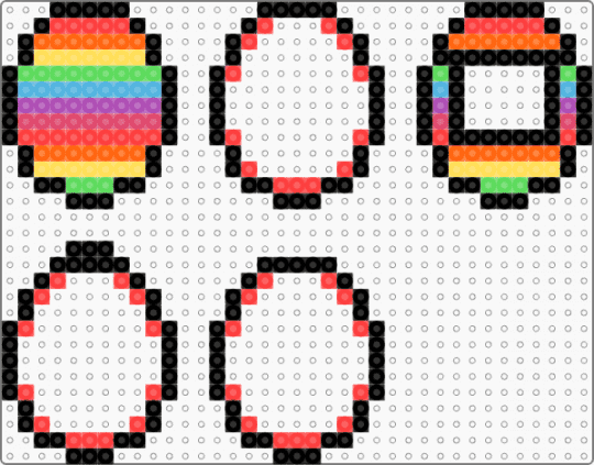 Rainbow tamagotchi shaker!! ^^ - black, colorful, orange, rainbow, red, scenecore
