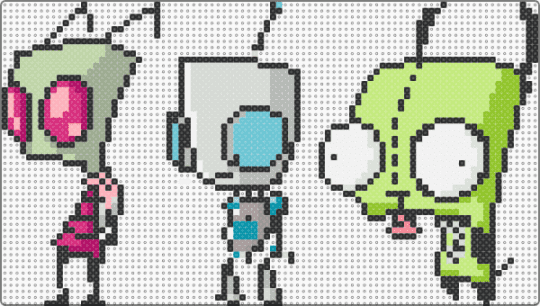 «invader zim» - gray, green, pink, yellow