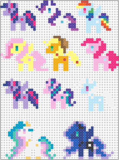 MLP lot of ponies - colorful, pink, purple, yellow