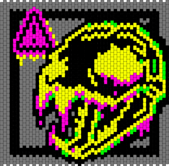 Meltdown bag panel v2 - cat, glitch, glitchcore, gore, gray, horror, macabre, skull, spooky, yellow