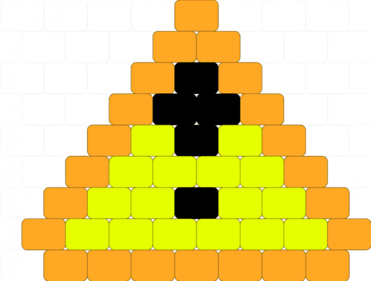 Warning symbol for when you are about to run out of yellow beads - caution, charm, orange, sign, small, warning, yellow