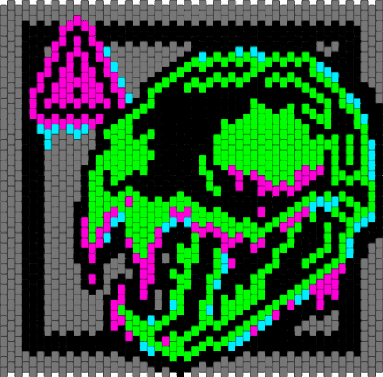 Meltdown bag panel v3 - cat, glitch, glitchcore, gore, gray, green, horror, macabre, skull, spooky