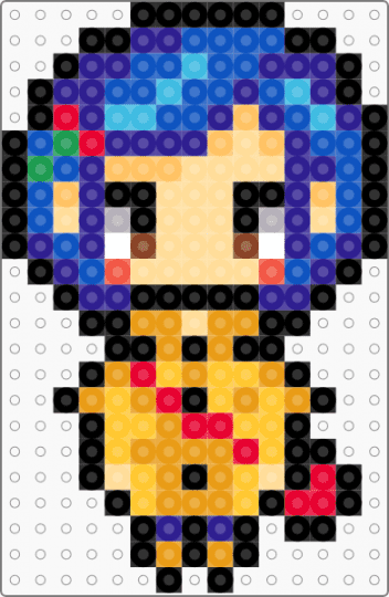 Coraline - blue, orange, purple, yellow