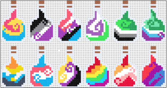 LGBT POTIONS - colorful, light blue, red, teal, white