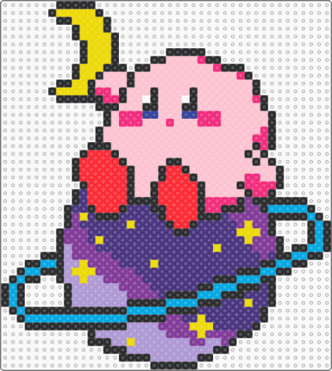 Kirby on Moon - pink, purple