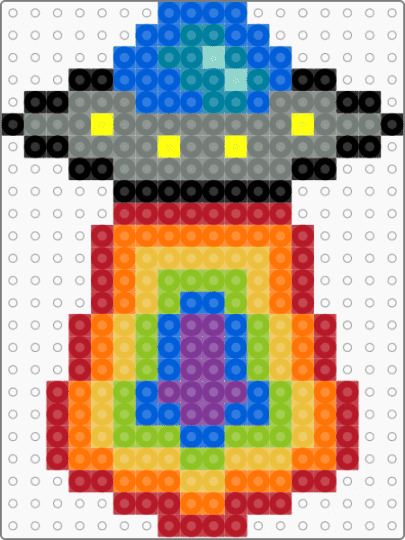 UFO with rainbow - colorful, green, red, yellow