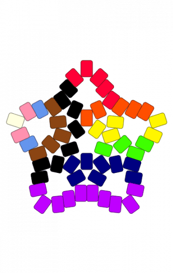 rainbow star;D - purple, red