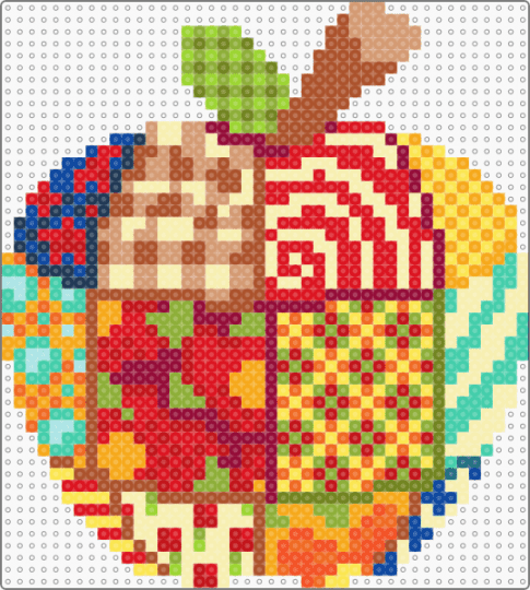 pathwork apple - apple, colorful, dots, flowers, green, orange, patchwork, red, stripes, yellow