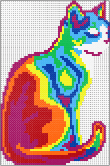 rainbow kitty - animal, cat, colorful, light blue, orange, pink, rainbow, red