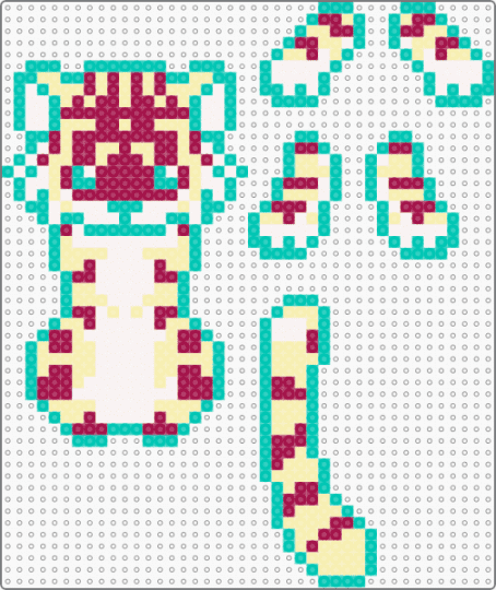 tiger ragdoll - teal, yellow