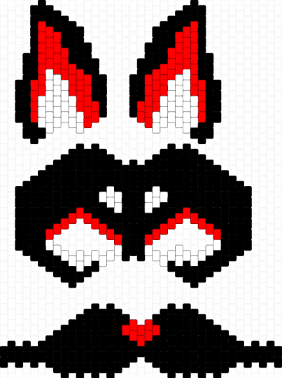 credz 2 circus kandi - black, cool, furry, furry mask, mask, red, therian, therian mask, white