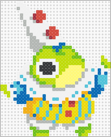 frog clown - beige, green, yellow