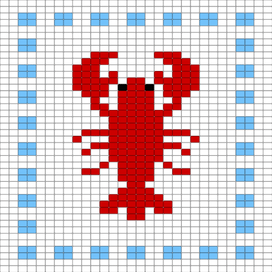 Lobster - light blue, red, white