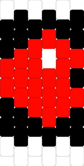 Heart square charm - charm, heart, peyote stitch, red, square, white