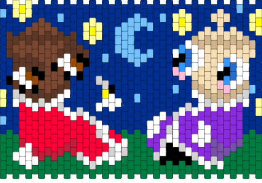 Kinger and Queenie - blue, green, red