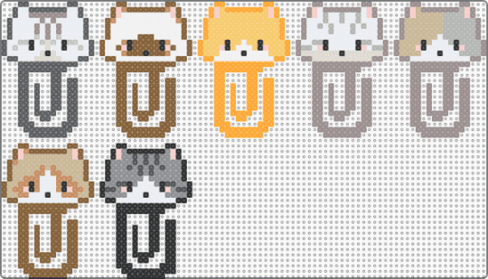 cat paper clips - beige, gray, tan