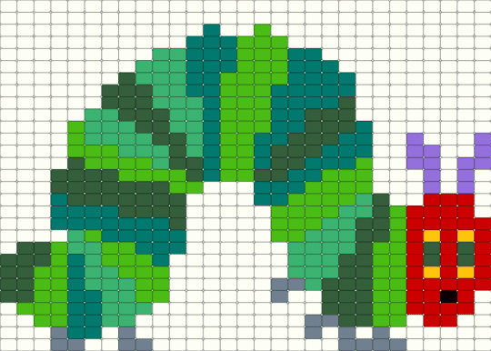 The Very Hungry Caterpillar - gray, green, teal, white
