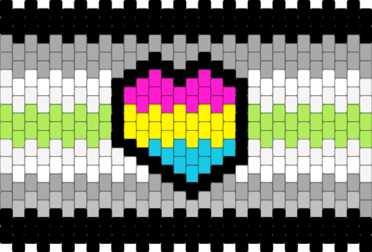Agender cuff and pansexual heart - agender, beige, green, heart, lgbtq, pansexual