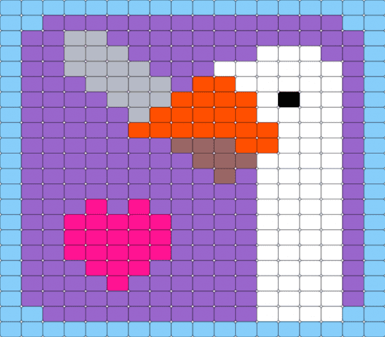 Goose with knife - animal, goose, knife, light blue, purple, video game