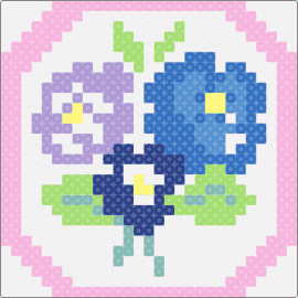 blue flowers pink border pattern - flowers,plants,bloom,panel,pink,blue