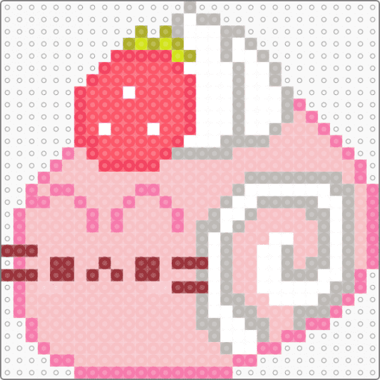 Pusheen Strawberry Swiss Roll - beige, cakeroll, cute, food, fruit, kawaii, pusheen, strawberries, strawberry