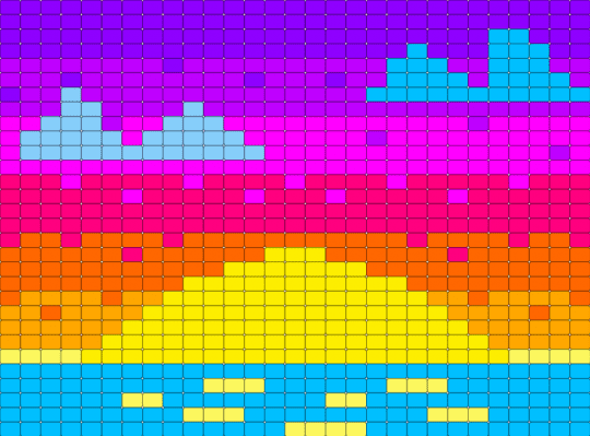 Ocean sunset - light blue, pink, purple
