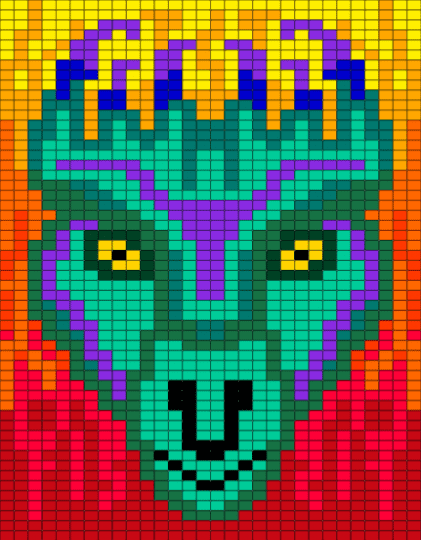 Firey dragon - red, teal