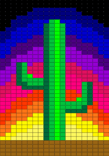 sunset cactus - green, purple, sunset