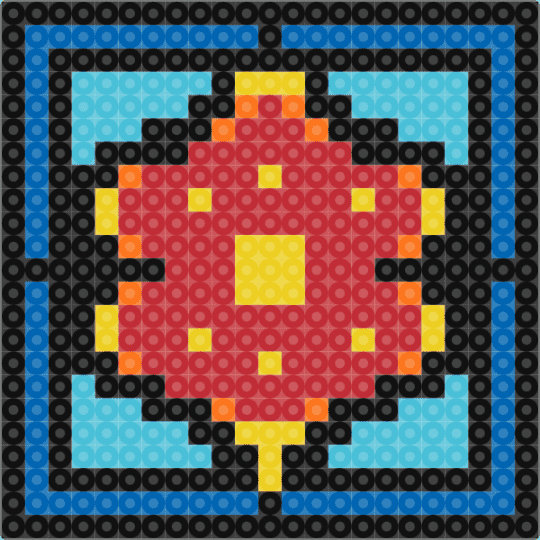 Huichol/Chaquira_2-Small - blue, light blue, red