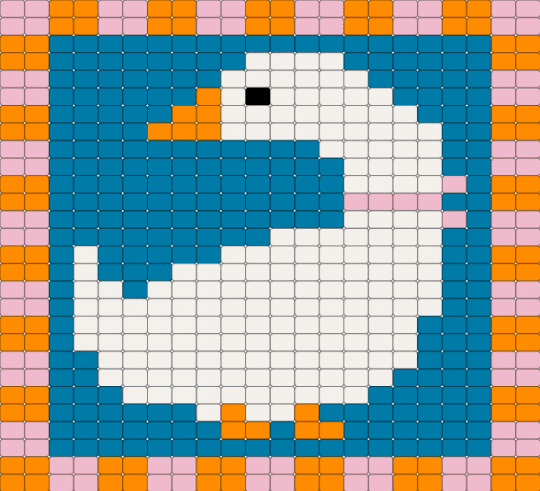 pink and orange goose - animals, blue, goose, panel, tapestry, wall hanging