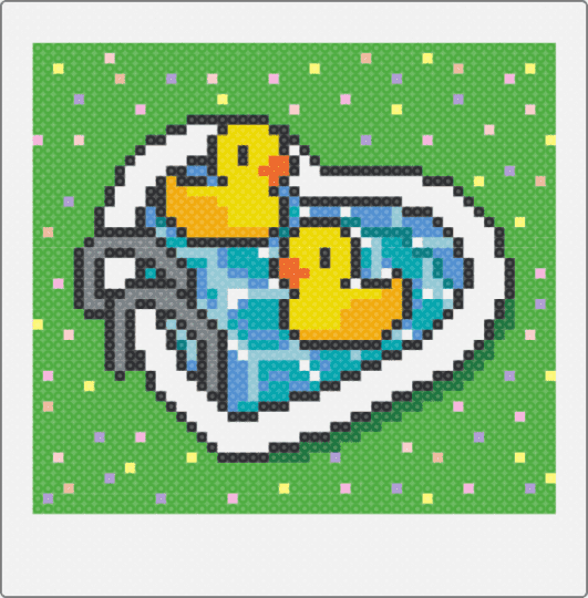 Duck in tub polaroid 2 - green, white