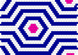 Bead Hexag - hexagon,geometric,trippy,panel,stripes,blue,pink
