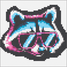 Raccoon - raccoon,retro,neon,cool,glasses,animal,punk,light blue,pink