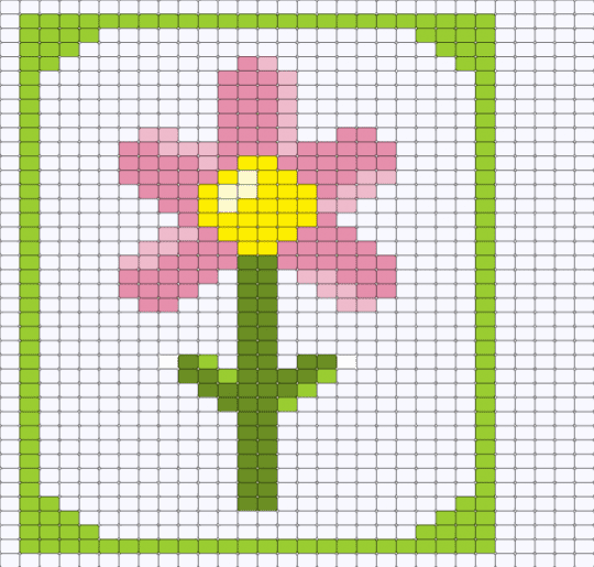 Flower Pony Bead Tapestry - flowers, green, pink, white
